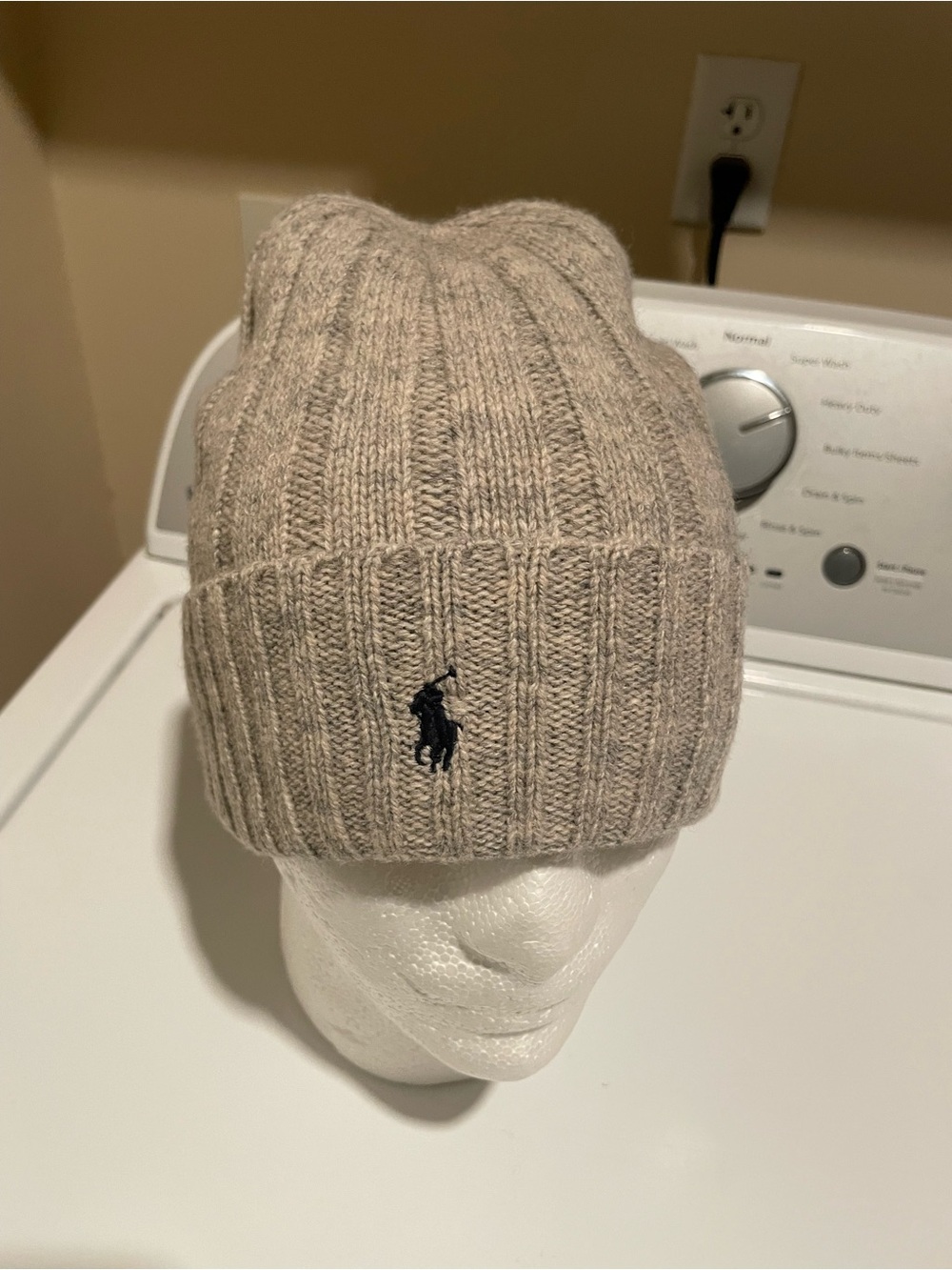 Polo Ralph Lauren gray knit beanie with black embroidered pony unisex